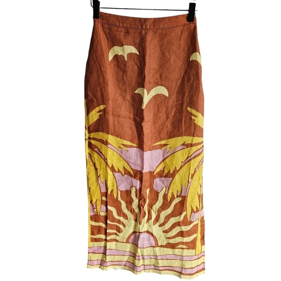 Cala de la Cruz Orange Magda Midi Pencil Skirt NWT - Picture 2 of 14